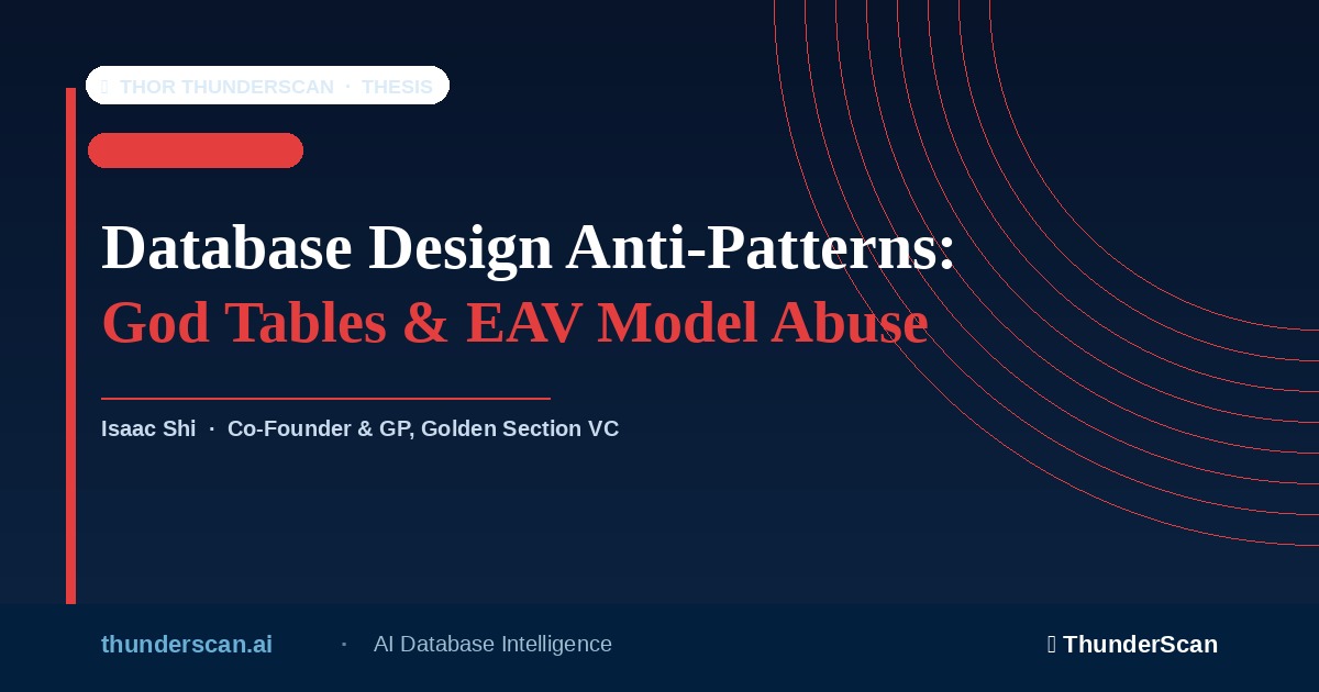 Database Design Anti-Patterns: God Tables and EAV Model Abuse — Thor ...